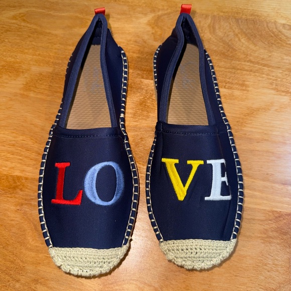 Sea Side Beachwear Shoes - Navy Espadrilles with Vibrant Lettering